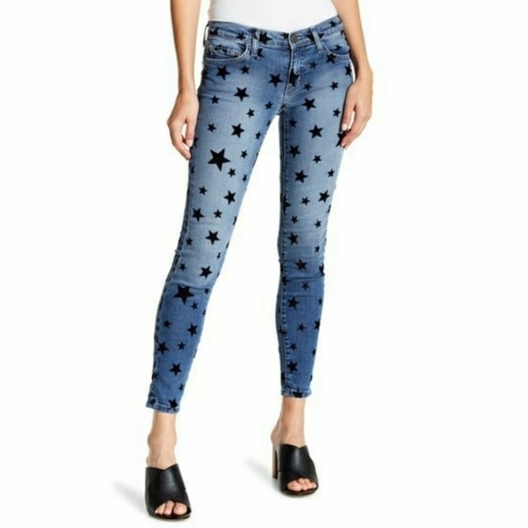 Current/Elliot Stiletto Flocked Star Ankle Jeans - Picture 1 of 11